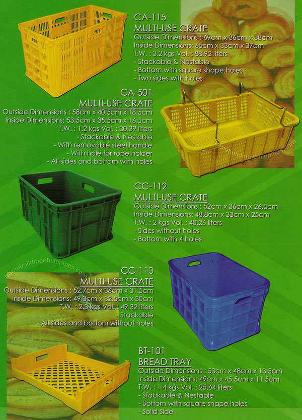 Stackable and Nestable Plastic Crate, Bread Tray