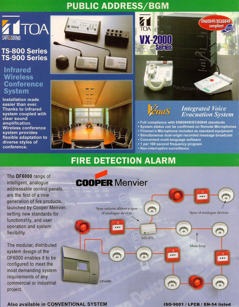 Public Address BGM TOA Infrared Wireless Conference System; Venas