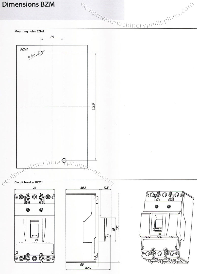 Moeller Electrical Power Circuit Breaker BZM Dimensions Philippines