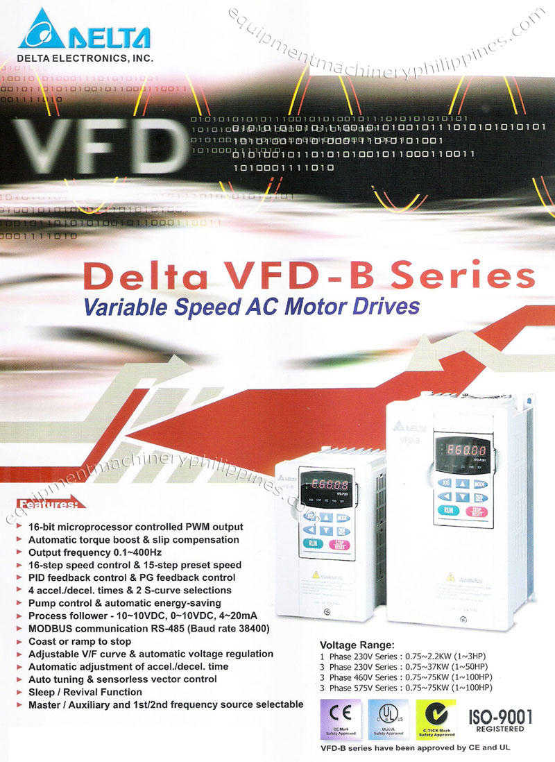 Delta VFD B Series Variable Speed AC Motor Drives