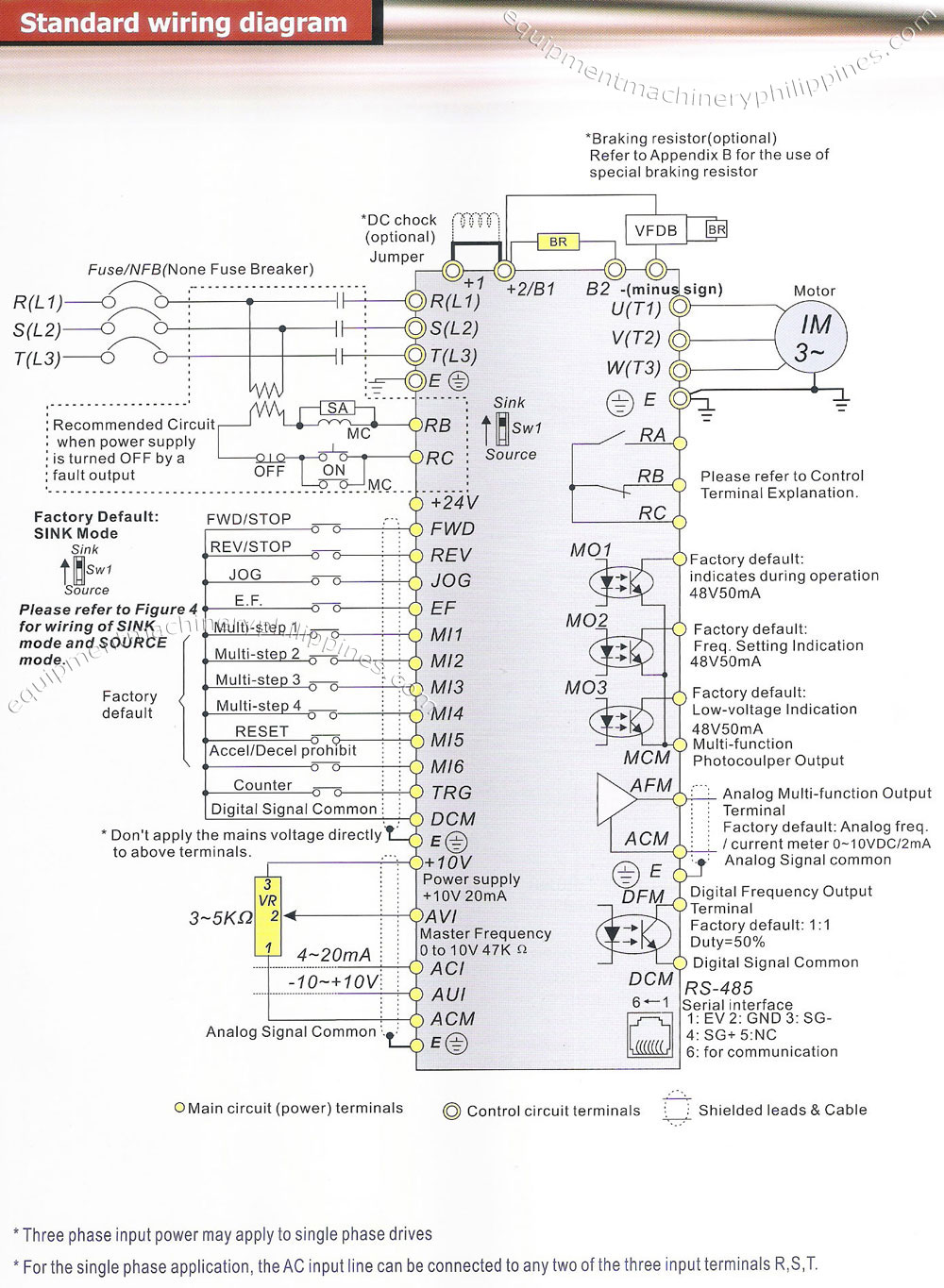 Delta VFD B Series Standard Wiring Diagram