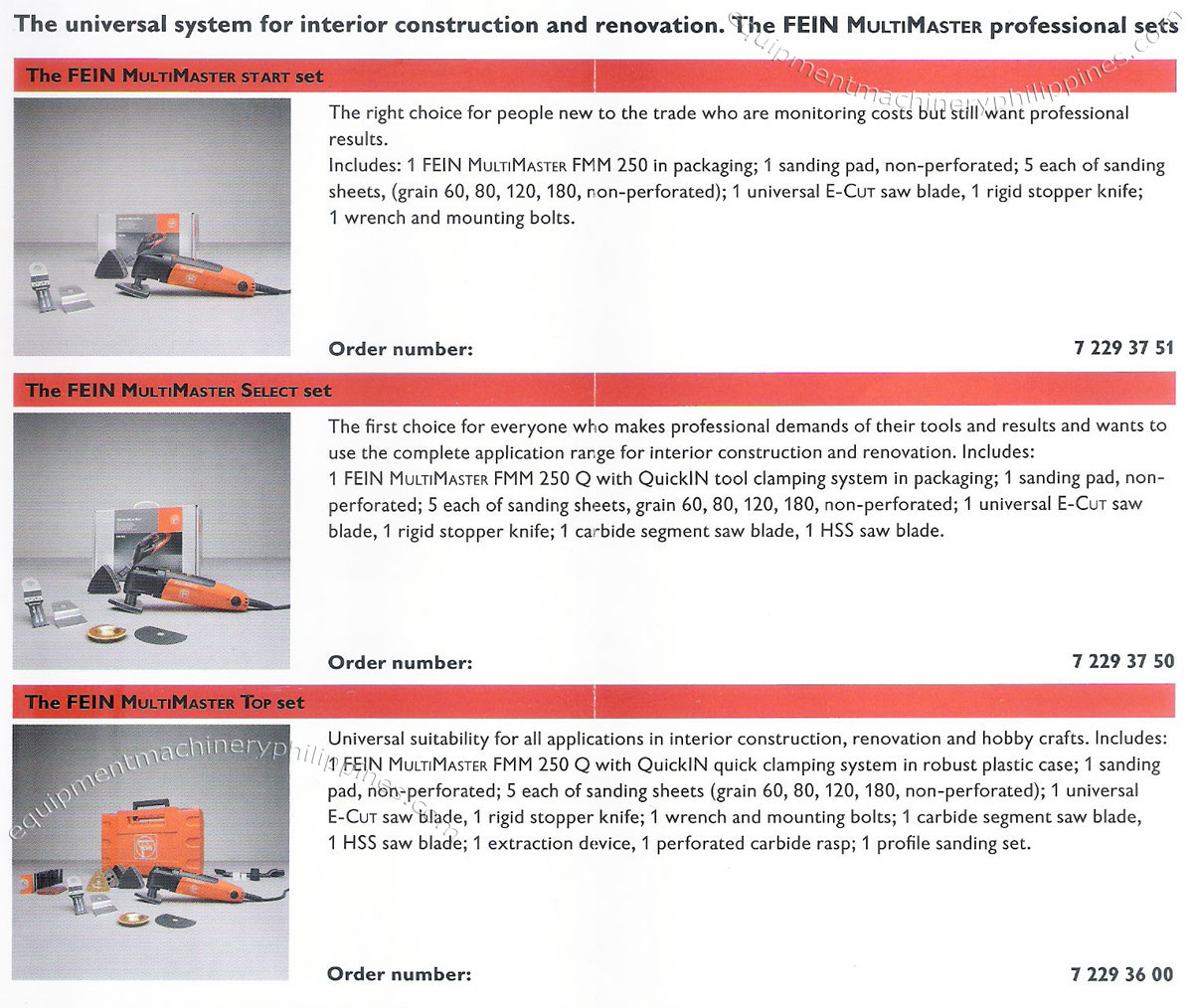 The Universal System for Interior Construction and Renovation The FEIN MultiMaster Professional Sets