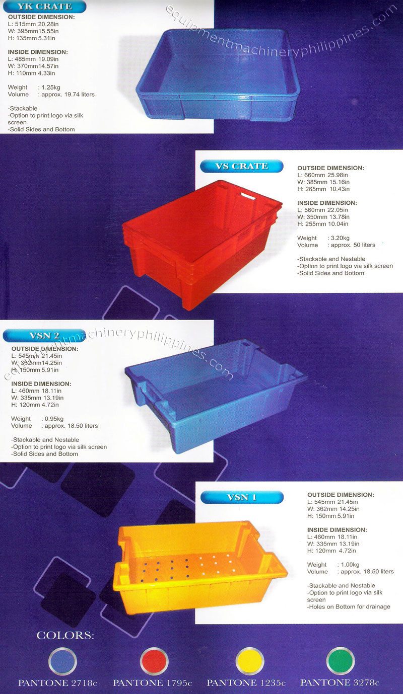 Stackable Solid Plastic Crate, Crate with Bottom Drainage Holes Philippines