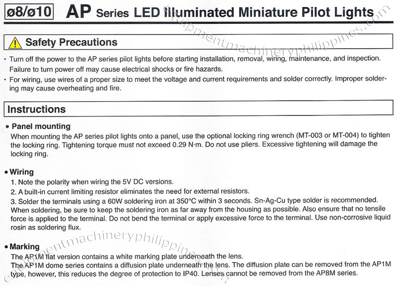IDEC IP Series LED Illuminated Miniature Pilot Lights Safety