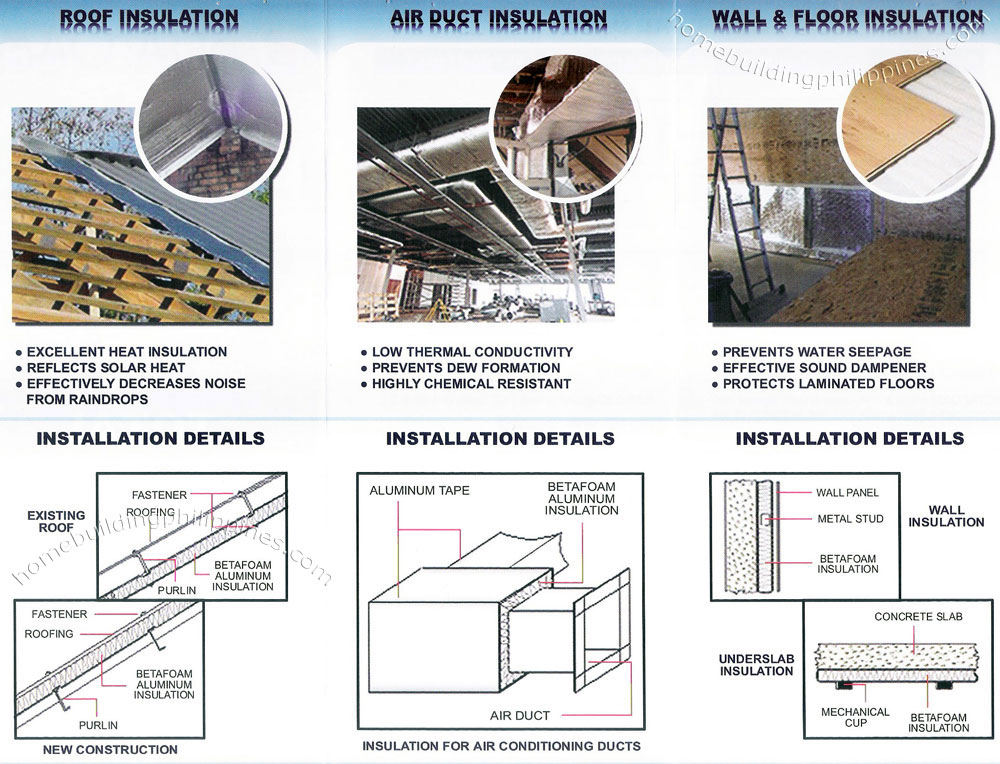 Betafoam Roof Insulation, Air Duct Insulation, Wall and Floor Insulation, Installation Philippines