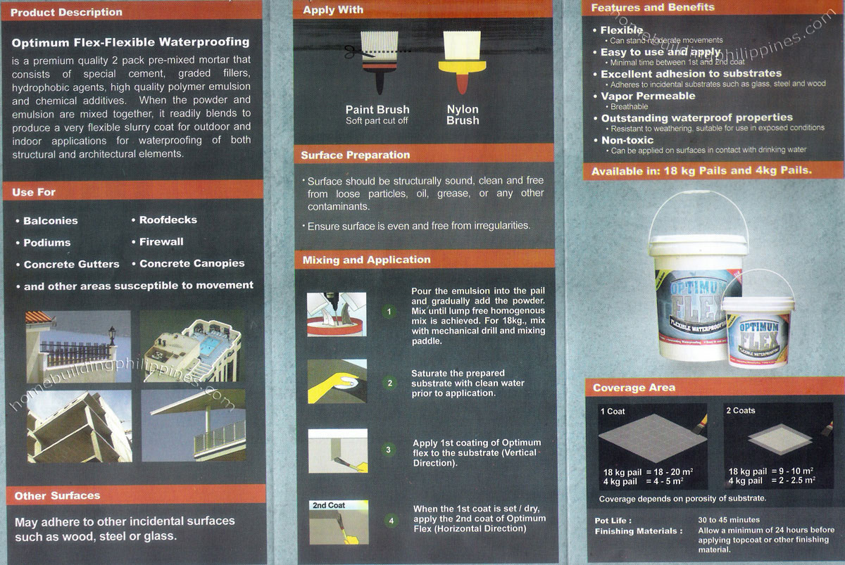 NonToxic NonFlammable Waterproofing Products; WaterProof Philippines