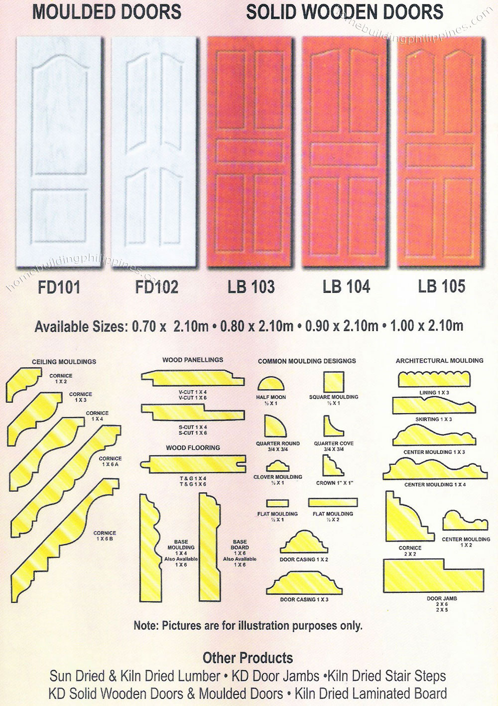 Molded Door, Solid Wooden Door, Wood Moulding Philippines