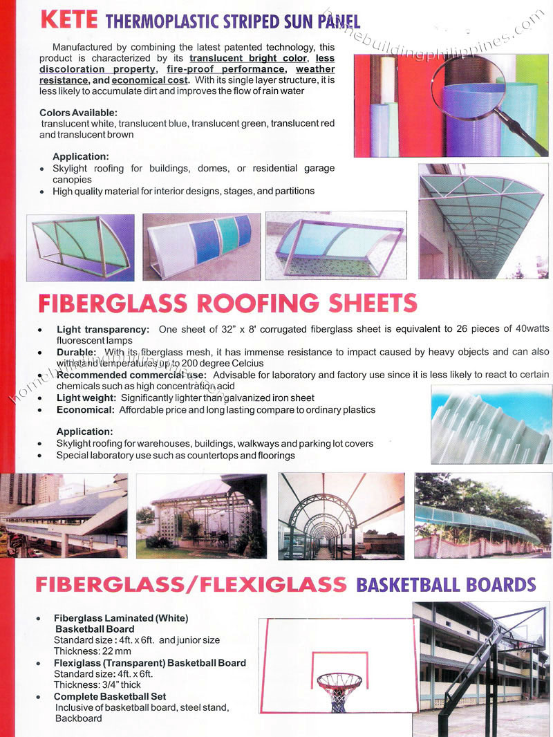 Thermoplastic Striped Sun Panel, Fiberglass Roofing, Flexiglass Basketball Board