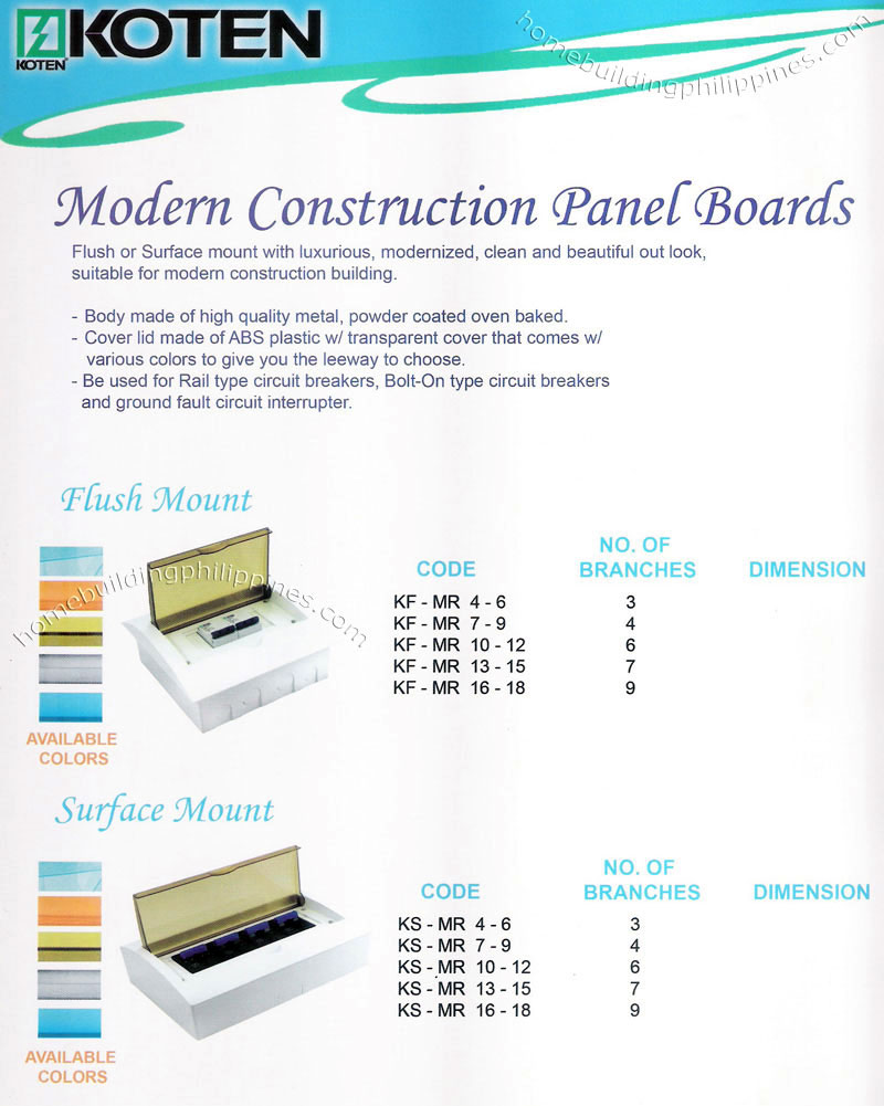 Koten Modern Construction Electrical Panel Boards Philippines