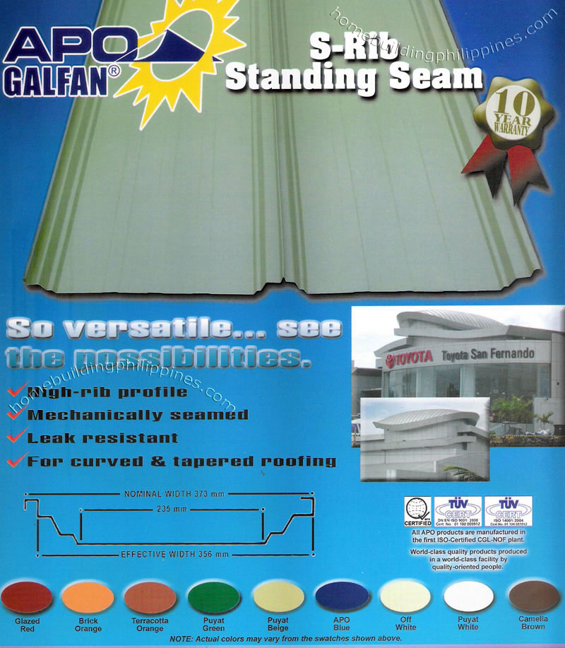 Apo Galfan S Rib Standing Seam