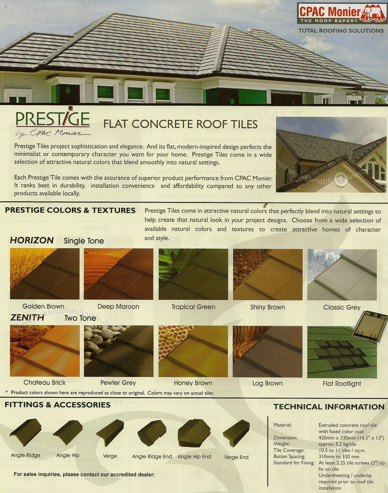 Prestige Flat Concrete Roof Tiles