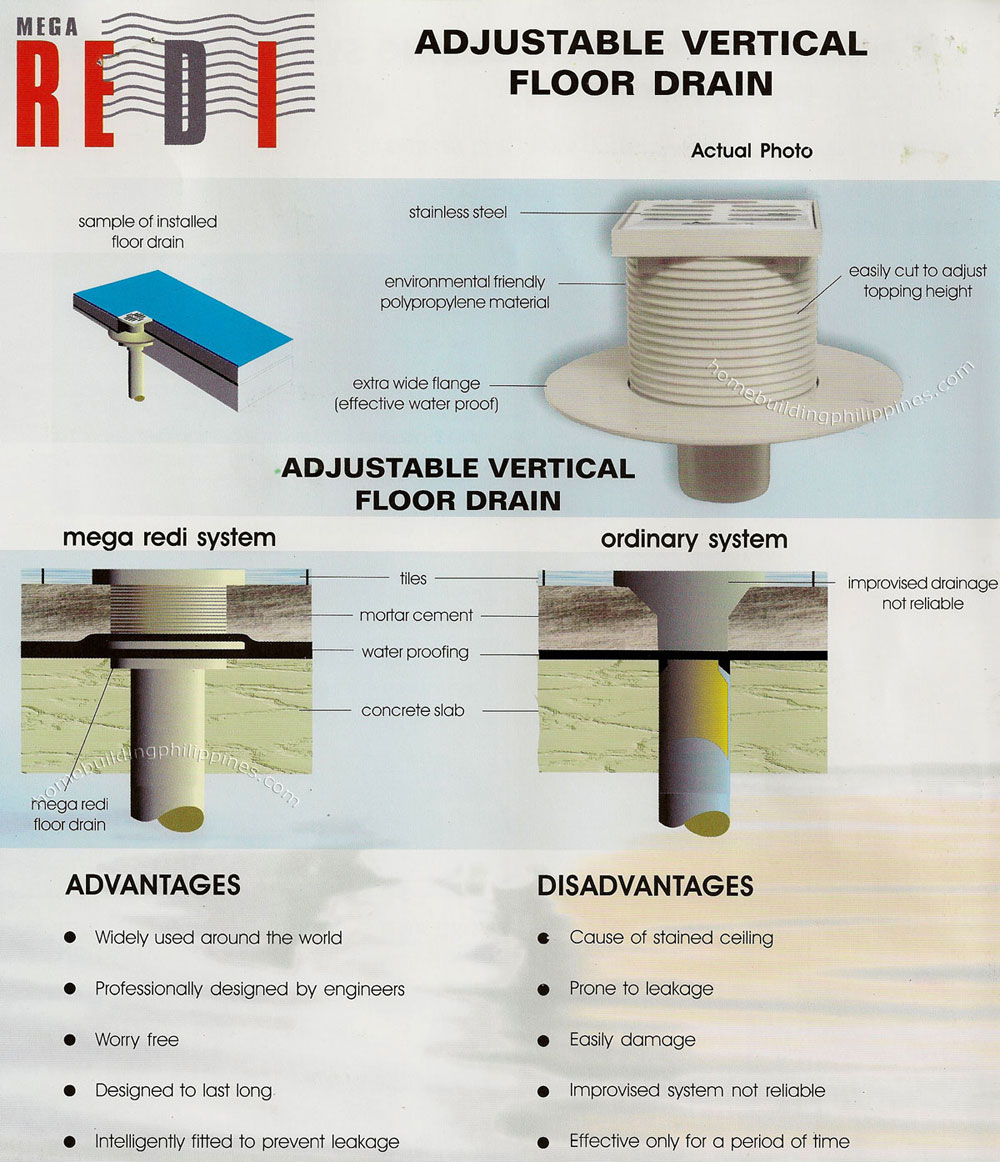 Redi Anti-Flooding System Adjustable Vertical Floor Drain