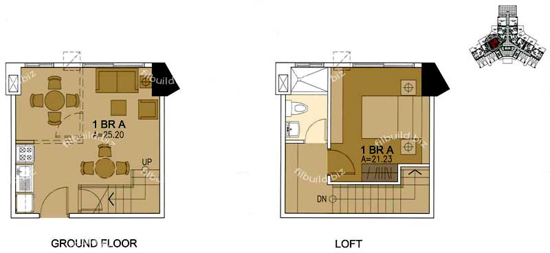 Bi-level one-bedroom A