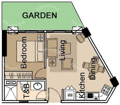 One-bedroom garden unit plan