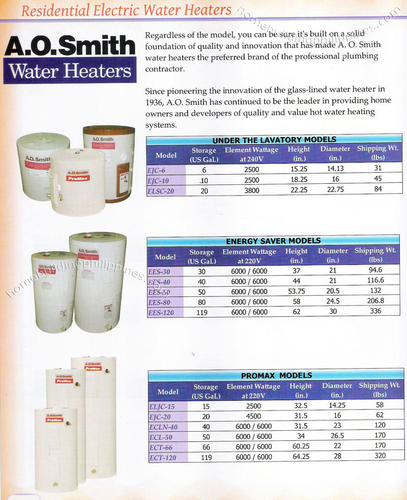 residential electric water heaters