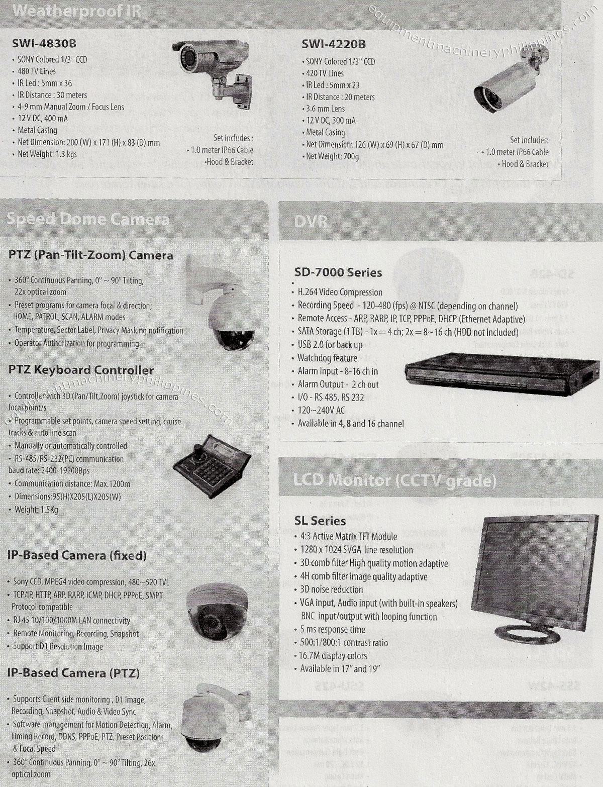 Secure CCTV Systems: Weatherproof IR, Speed Dome Camera, DVR, LCD Monitor