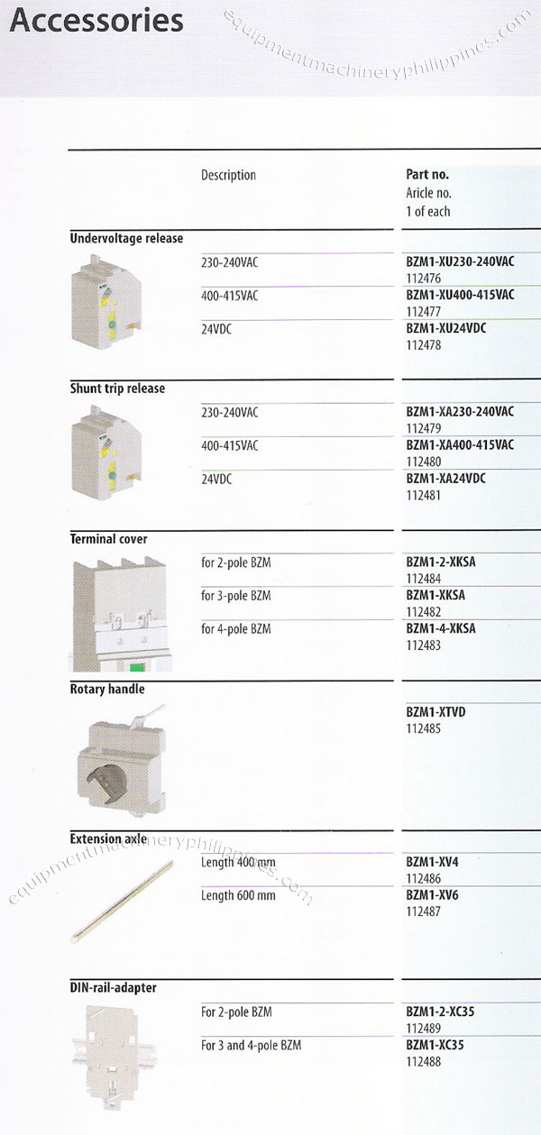 Moeller Electrical Power Circuit Breaker BZM Accessories