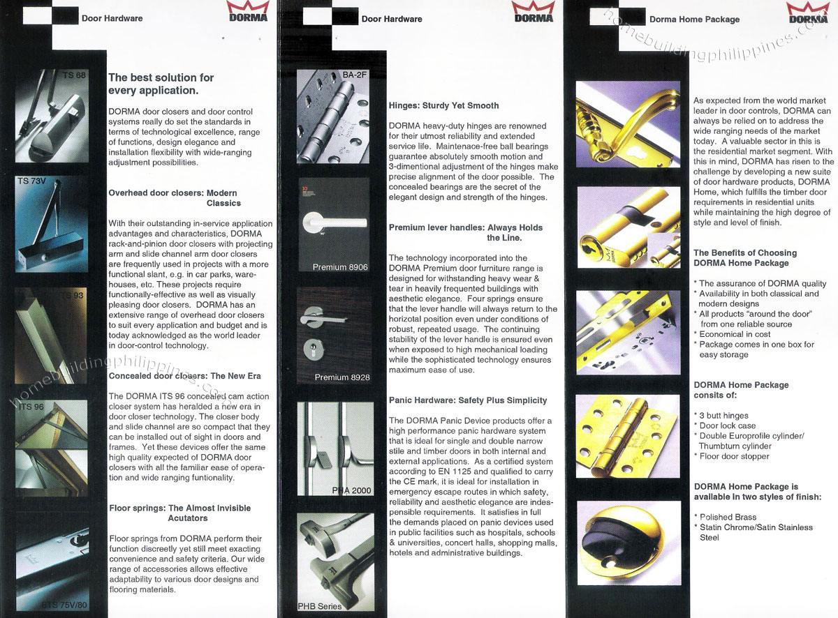 Dorma Overhead Concealed Door Closer Floor Spring Hinges Lever Handles Panic Hardware Philippines