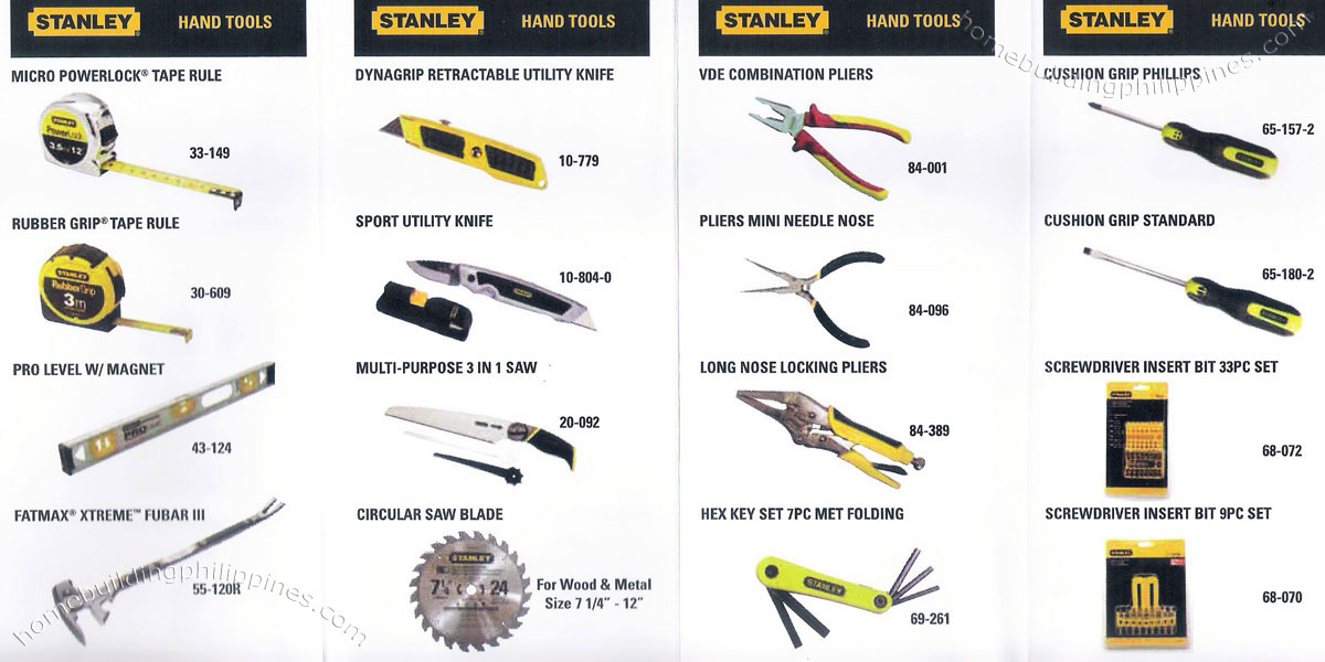 Stanley Hand Tool Tape Rule Level Magnet Fubar Utility Knife Circular Saw Blade Combination Pliers Needle Nose Long Locking Phillips Screwdriver Insert Bit