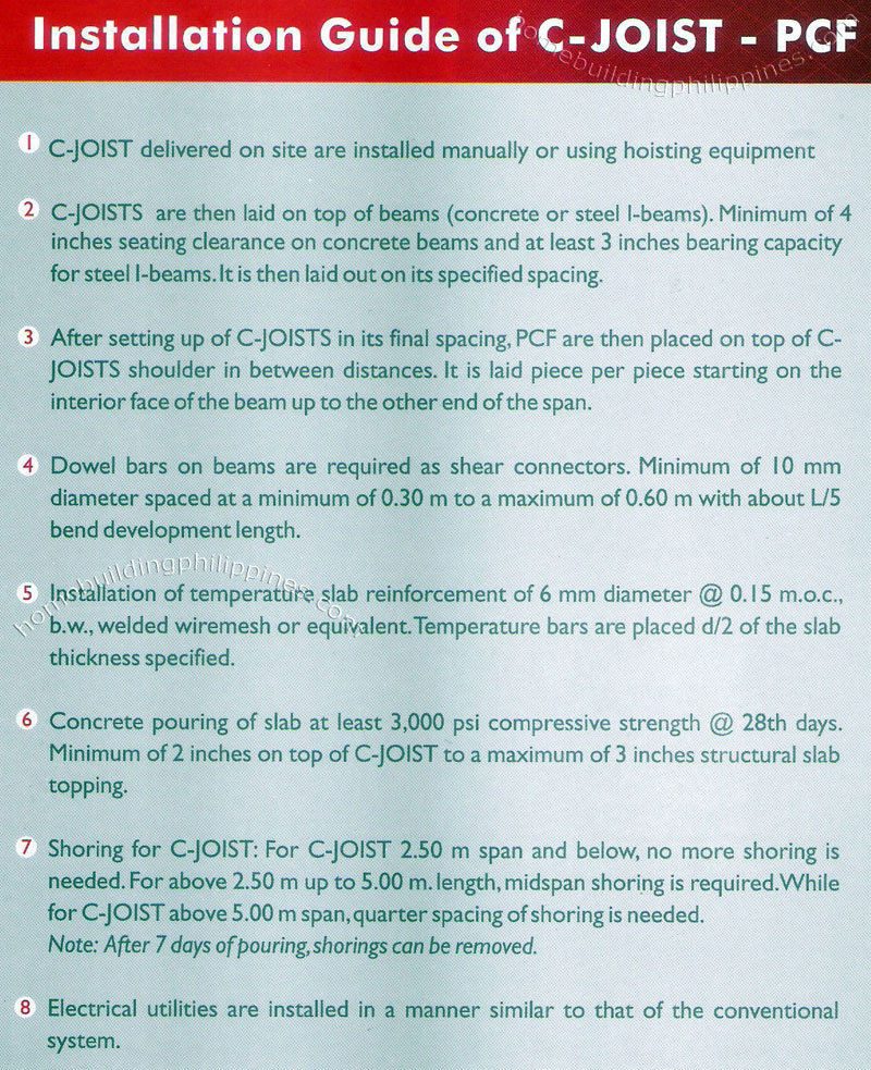 C Joist Pcf Floor And Roof Concrete Slab Installation Guide