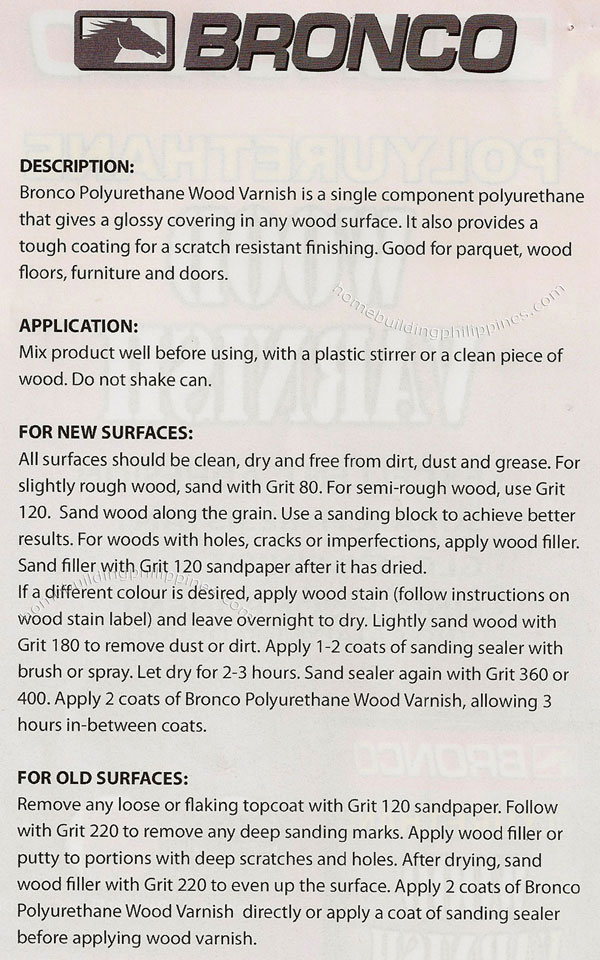 Bronco Wood Varnish Application Instructions