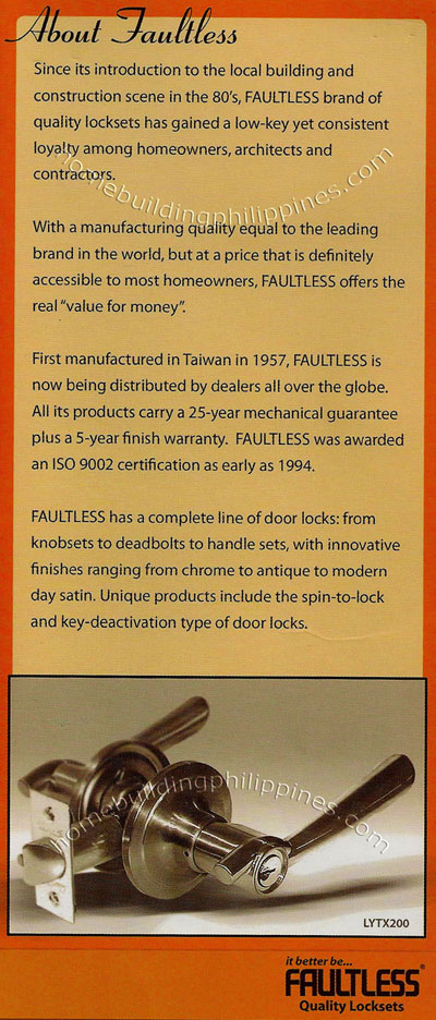 About Faultless Quality Locksets