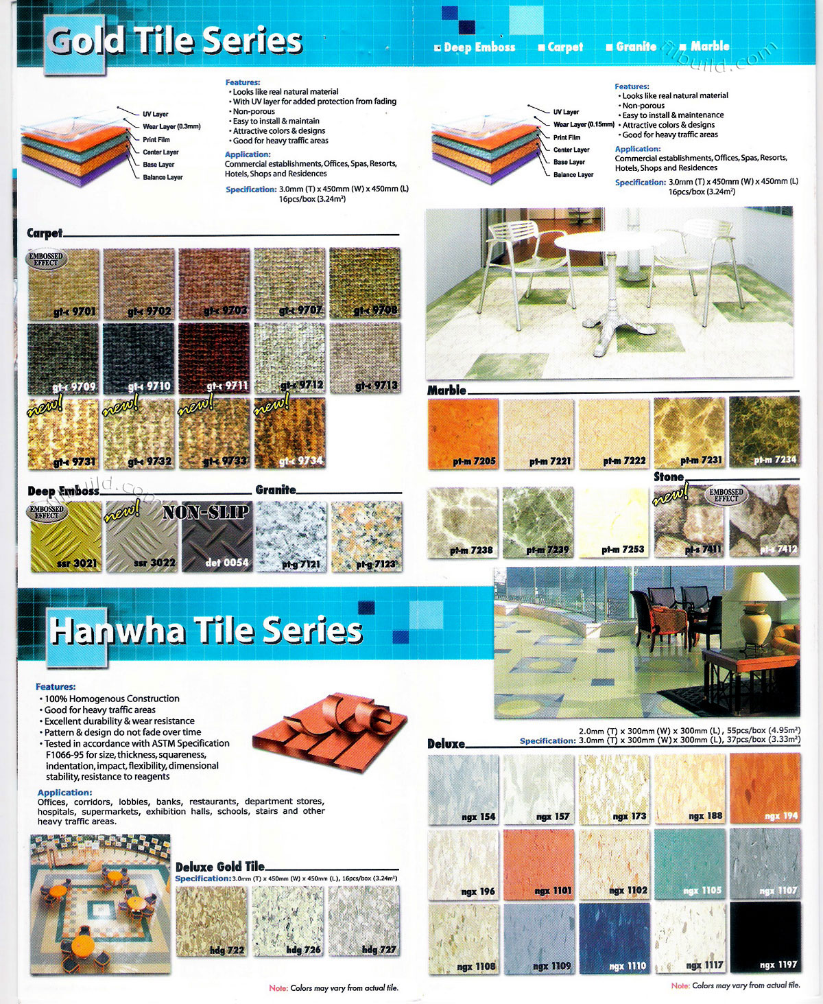 Carpet Tile, Deep Emboss, Granite, Marble Tile