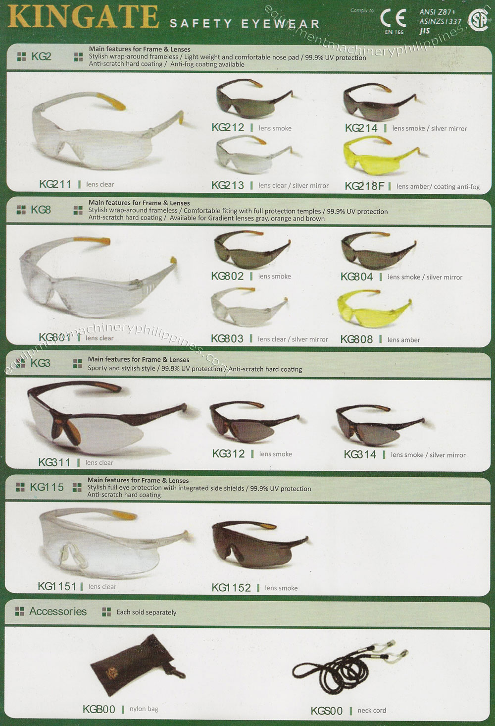 Kingate Safety Glasses/Eyewear