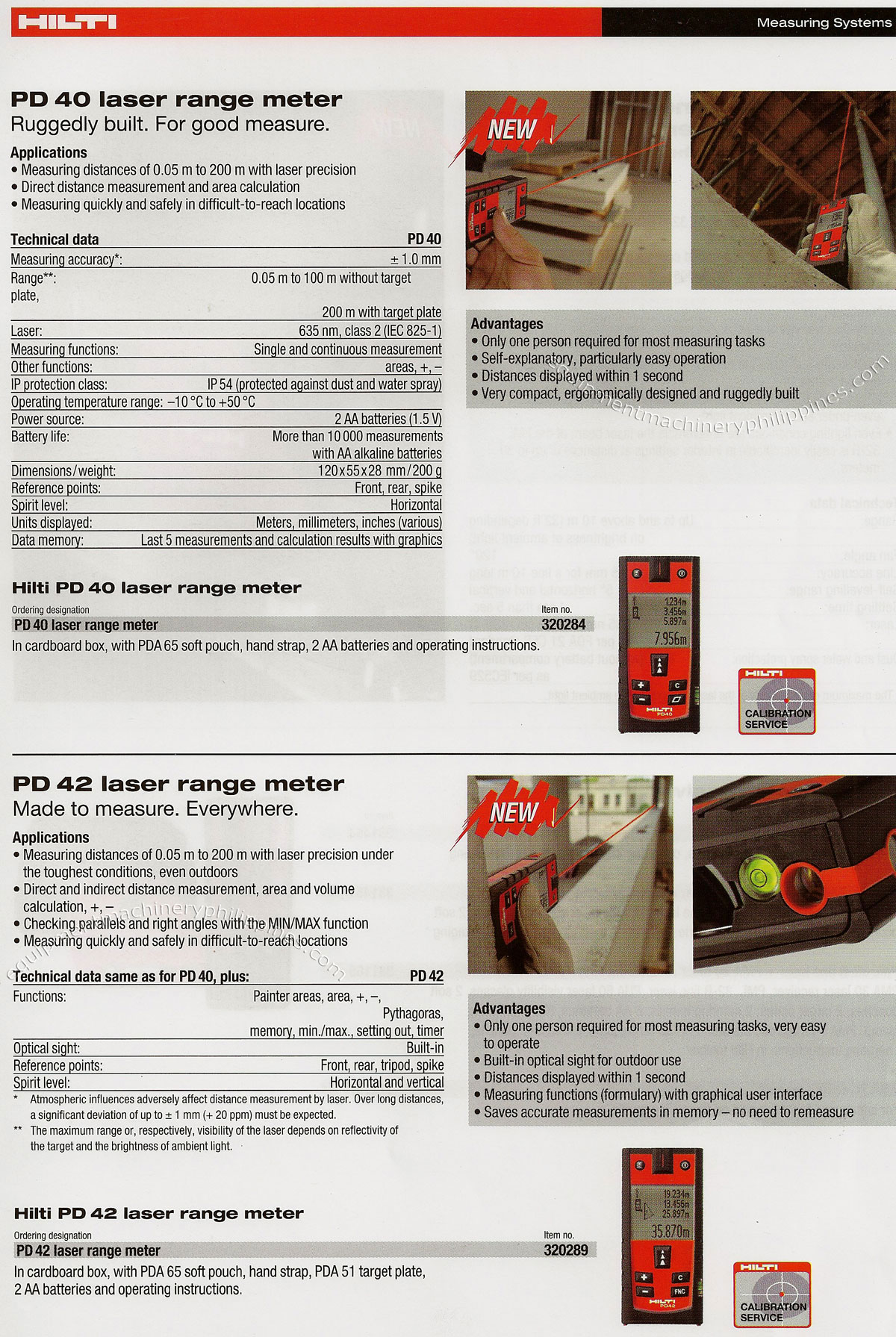 PD 40 Laser Range Meter; PD 42 Laser Range Meter