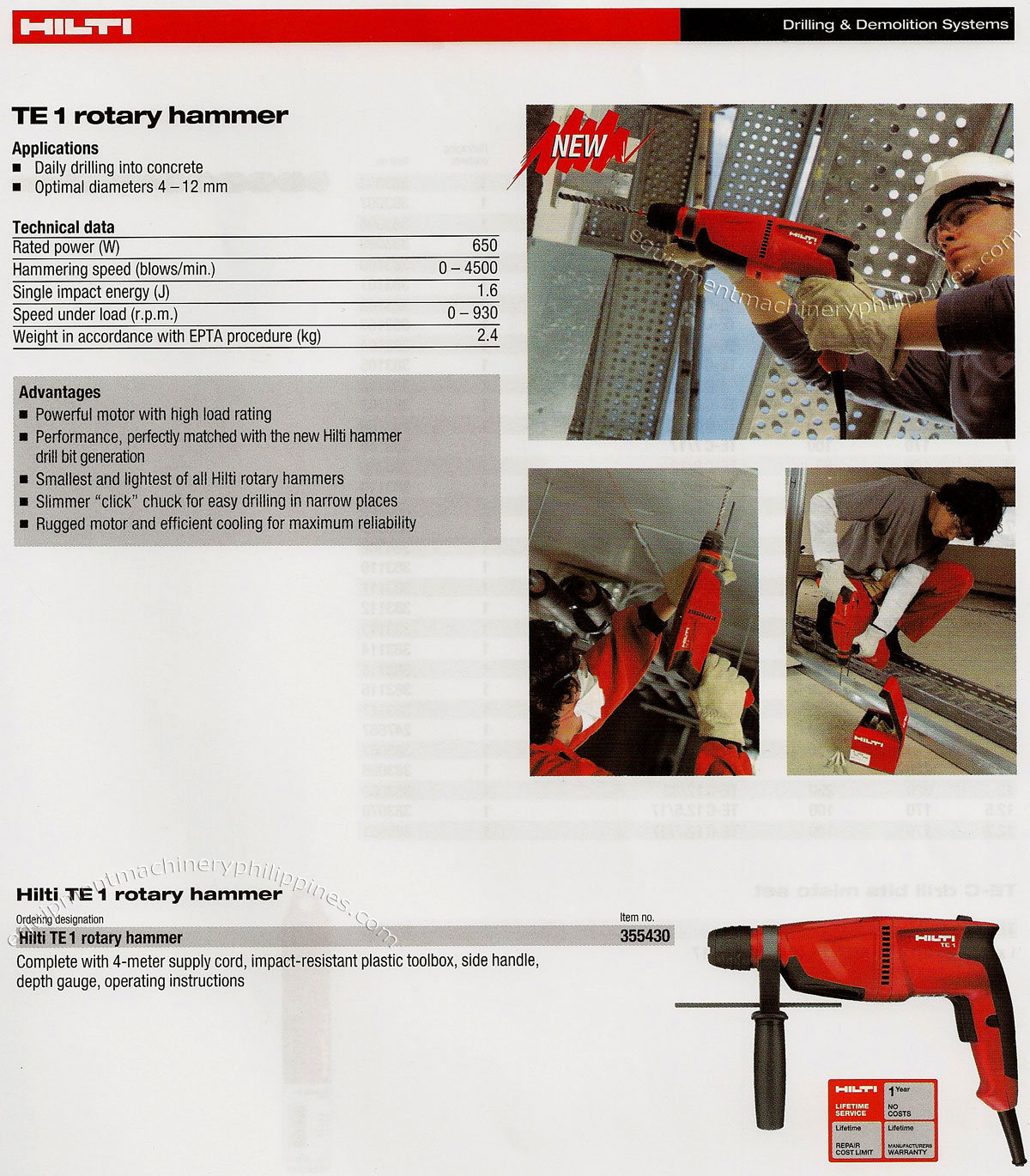 TE 1 Rotary Hammer for Drilling and Demolition