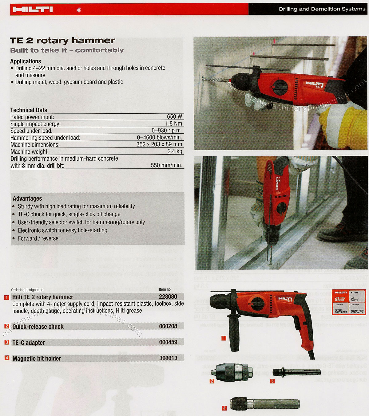 TE 2 Rotary Hammer for Drilling and Demolition