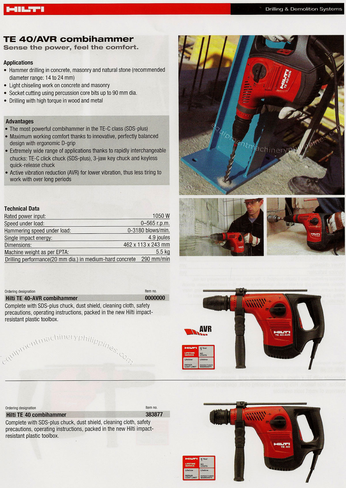 TE 40 AVR Combihammer Power Tool