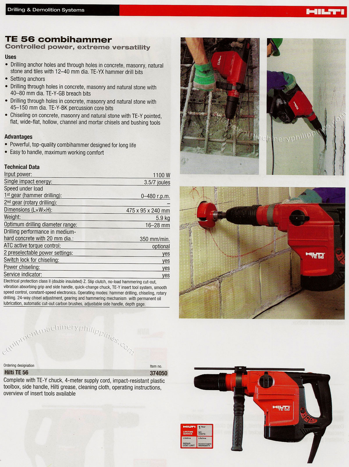 TE 56 Combihammer Power Tool for Drilling and Demolition Jobs