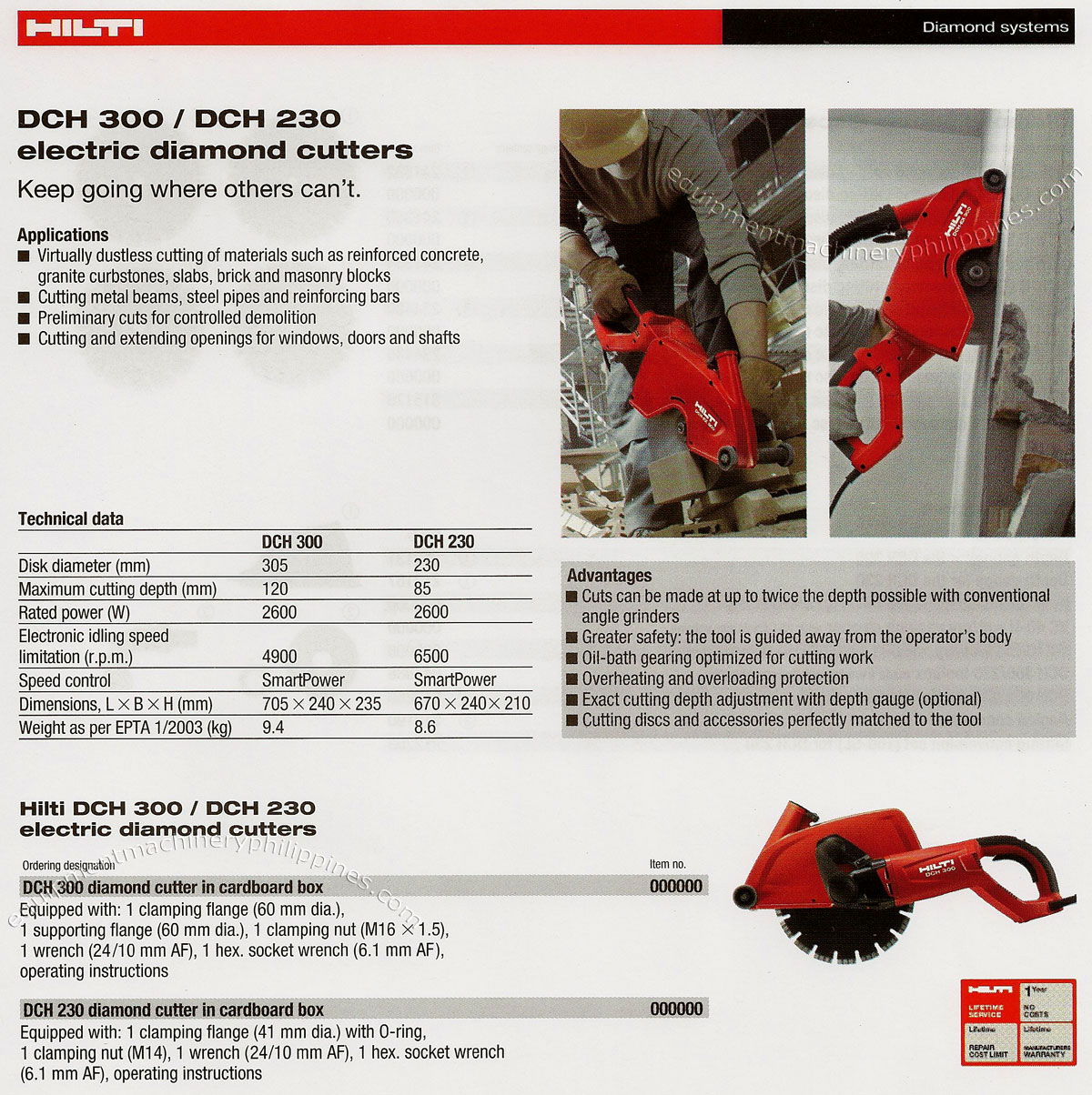 DCH 300 DCH 230 Electric Diamond Cutters