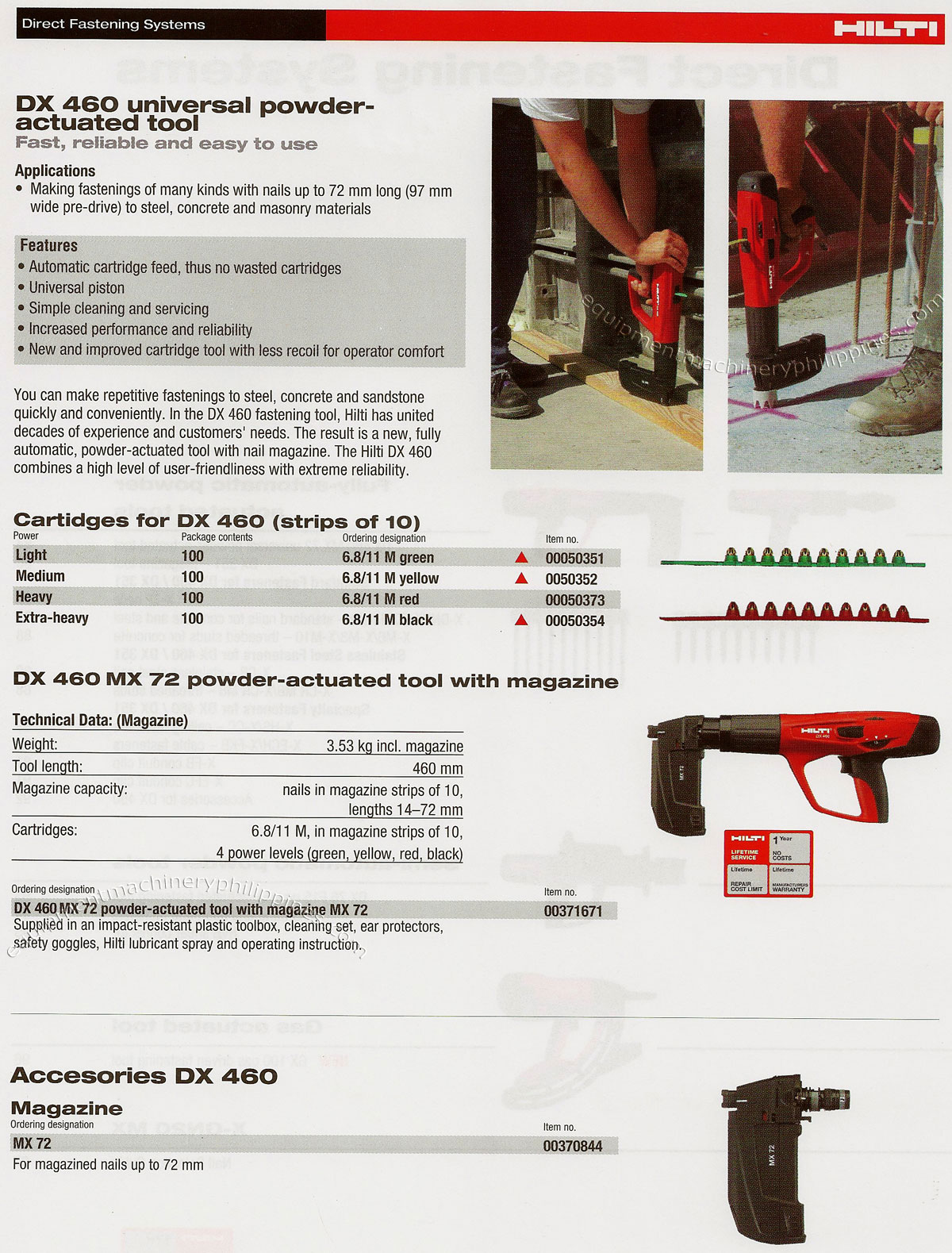 Hilti DX 2 Powder-Actuated Tool - 0.27 Caliber For Concrete/Steel Fastening (62mm Nails)