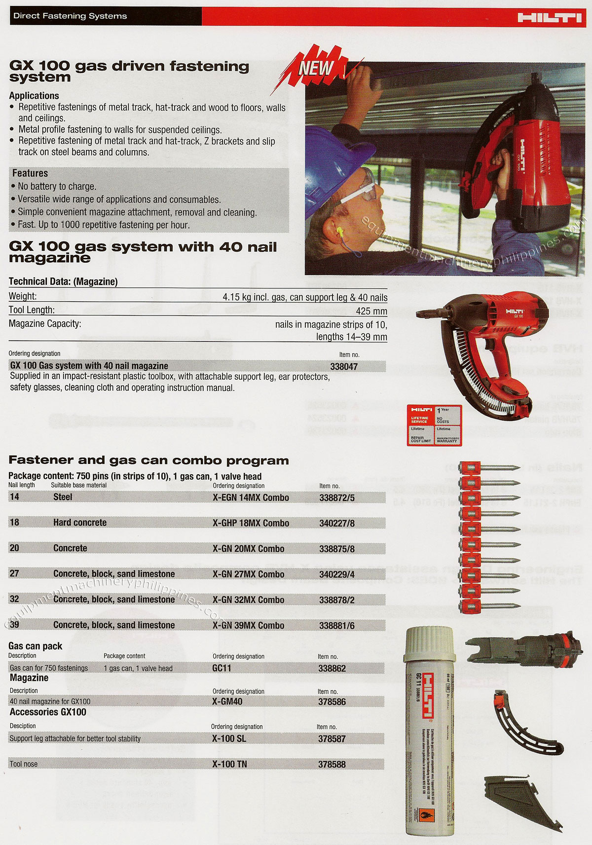 GX 100 Gas Driven Fastening System