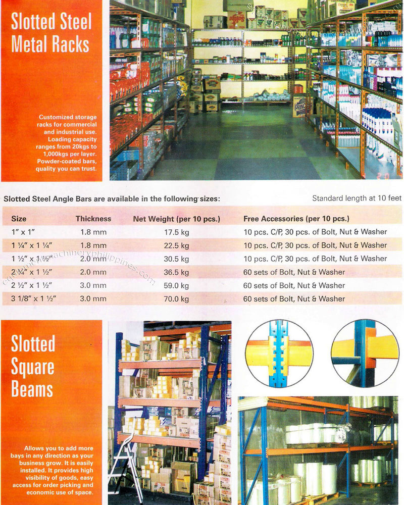 Slotted Steel Metal Racks, Slotted Square Beams for Industrial and Commercial Storage and Warehousing