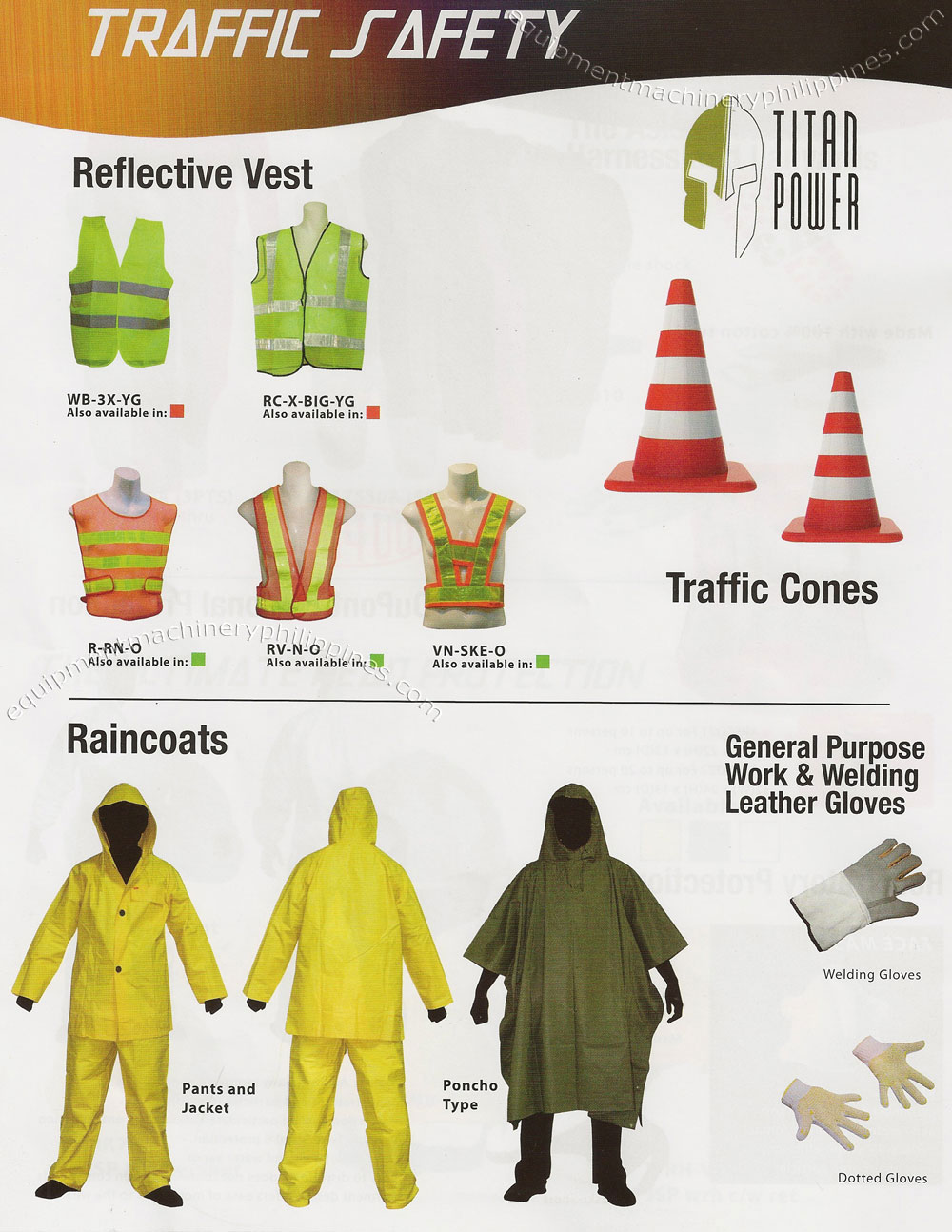 Traffic Safety - Reflective Vest, Traffic Cone, Raincoat, Work and Welding Gloves
