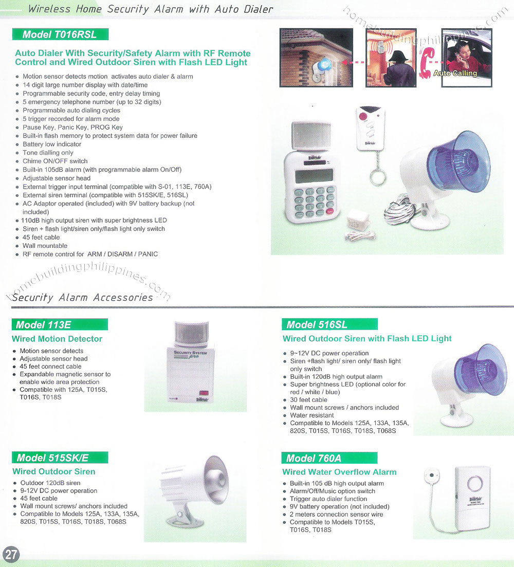 Wireless Home Security Alarm with Auto Dialer