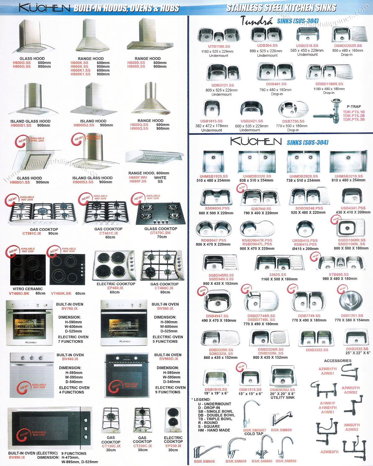Kuchen Kitchen Hoods Ovens Cooktops Stainless Steel Sinks Philippines