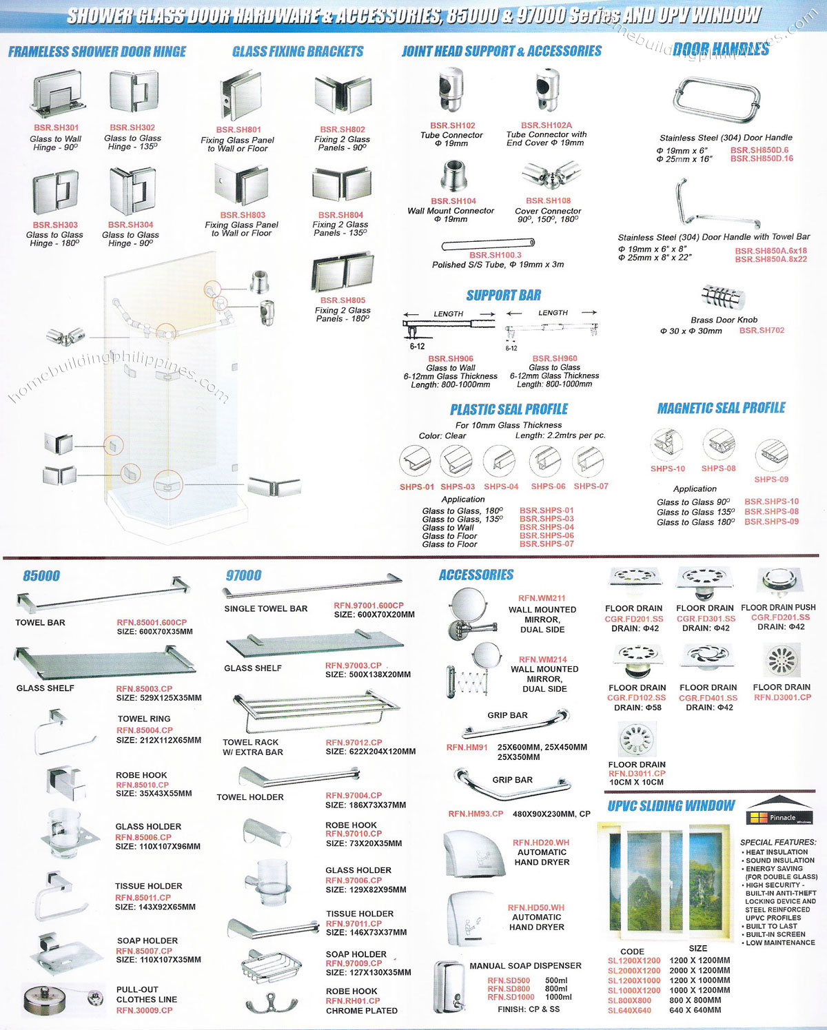 Shower Door Hardware Bathroom Glass Shelf Floor Drain Upvc Sliding Window Philippines