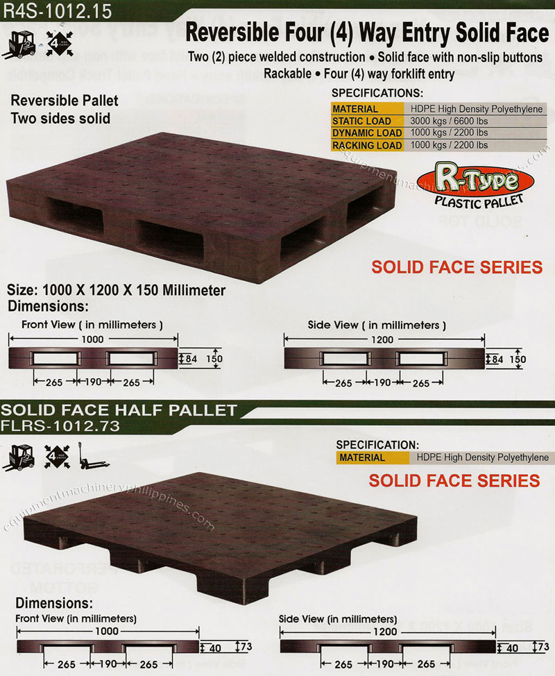 Pallet Reversible, 2 Sides Solid, Solid Face, Half Pallet