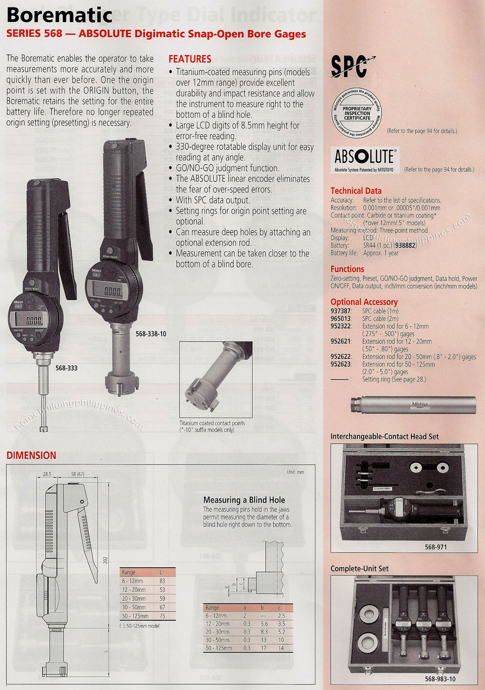 Borematic Digimatic Snap-Open Bore Gages