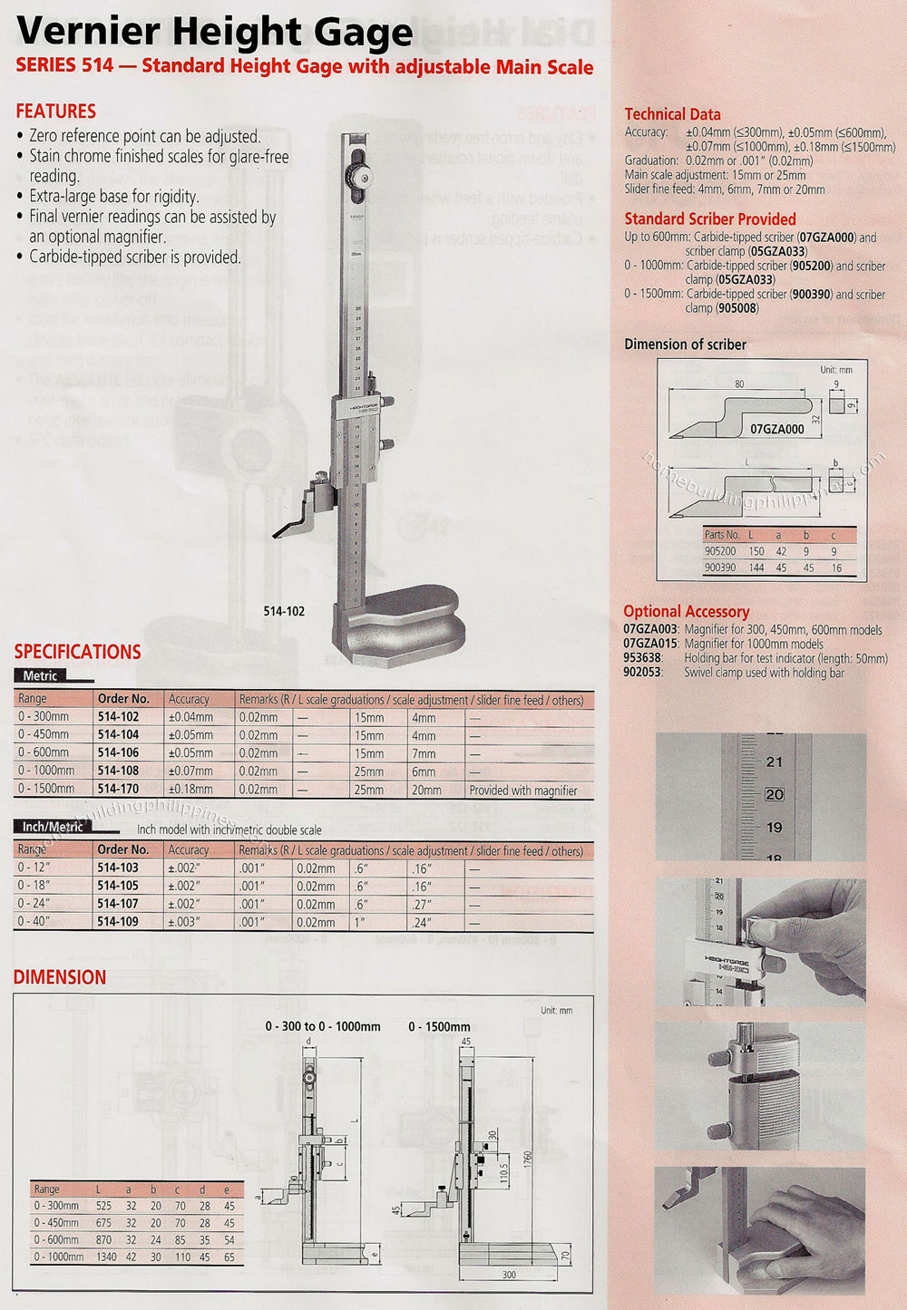 Vernier Height Gage with Adjustable Main Scale