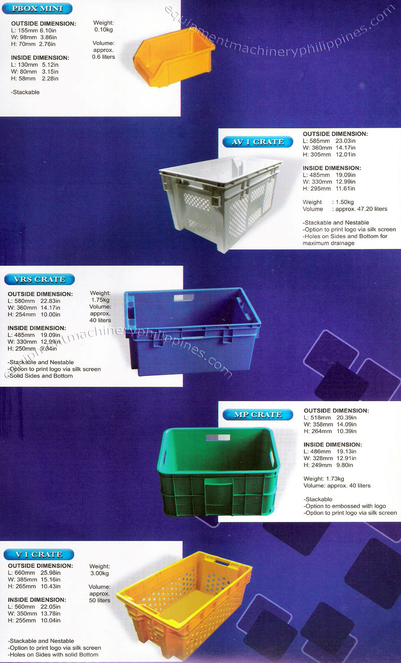 Stackable Pbox Mini Crate with Bottom Drainage Holes Vented Plastic Crate Solid Crate