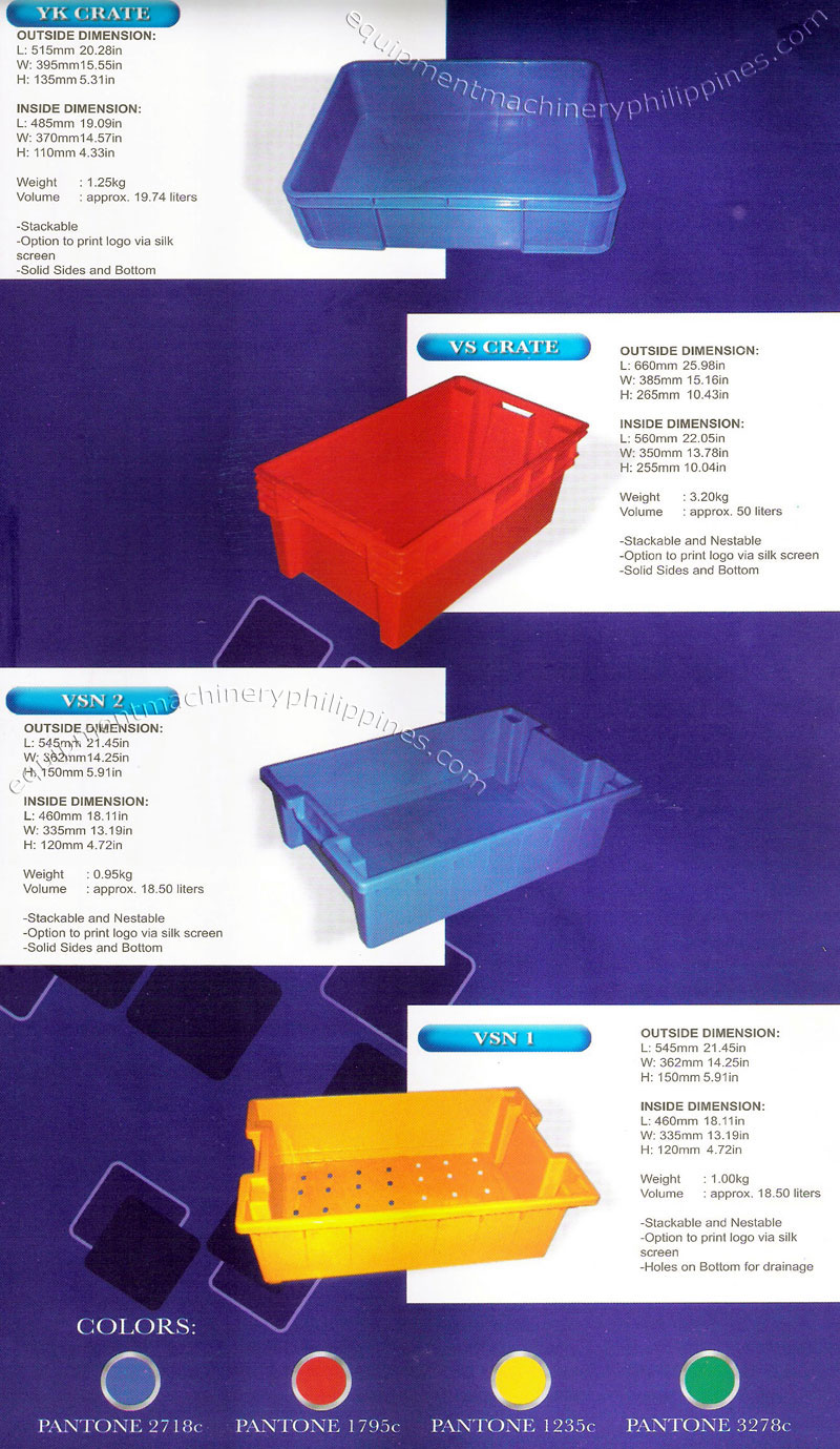 Stackable Solid Plastic Crate Crate with Bottom Drainage Holes
