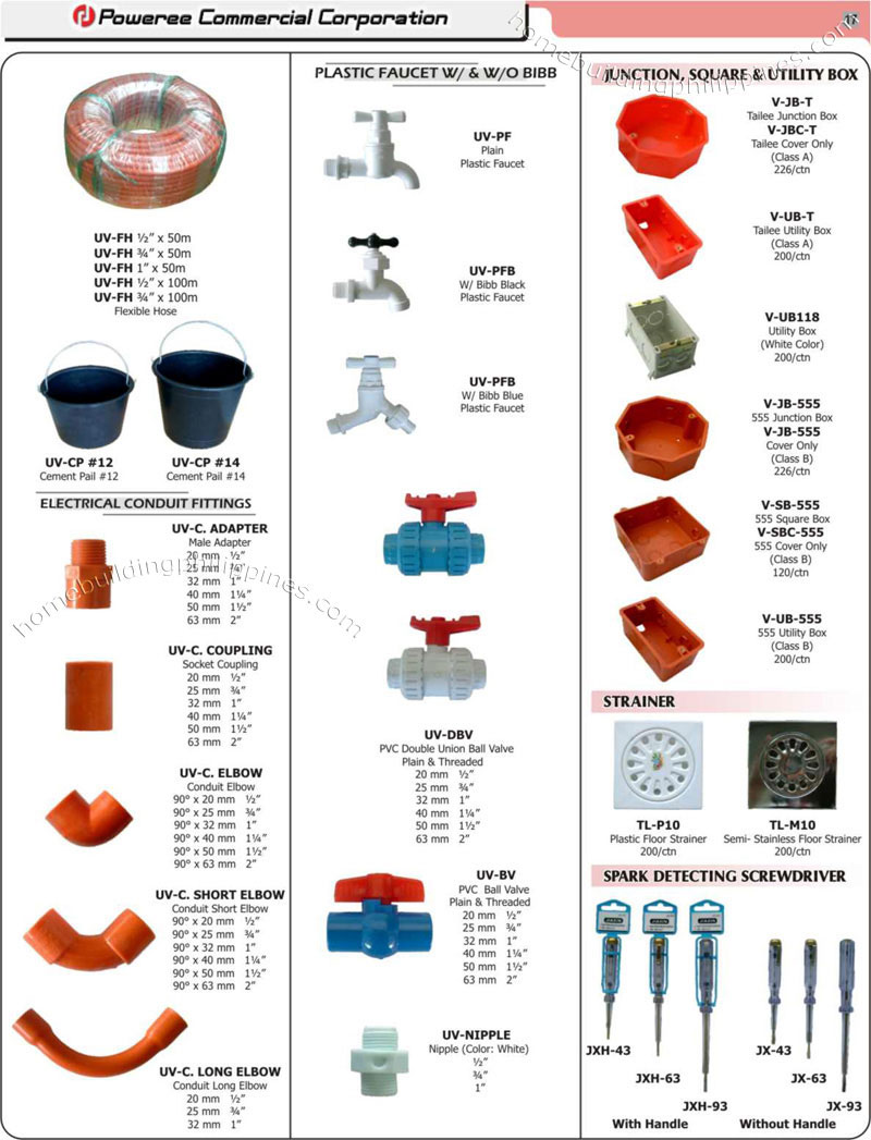 Plumbing, Electrical Supplies; Flexible Hose, Junction Box Philippines