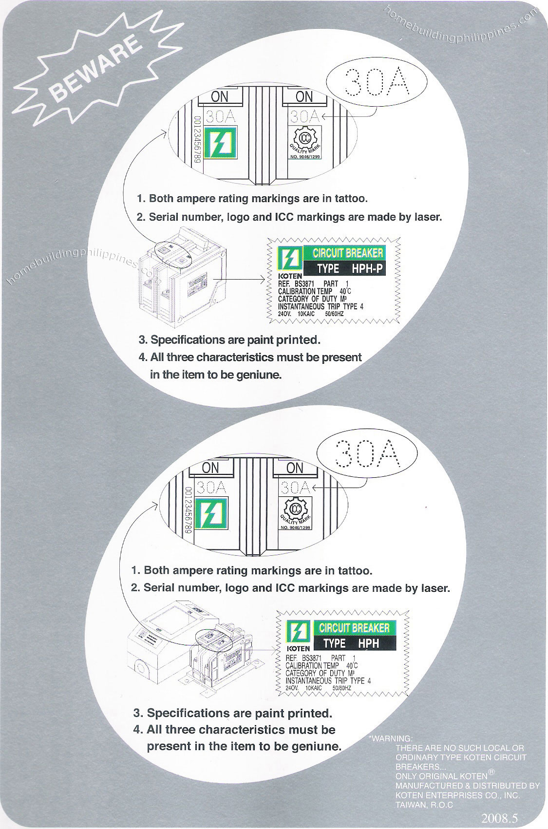 Koten Authenticity Guidelines, Safety Reminders