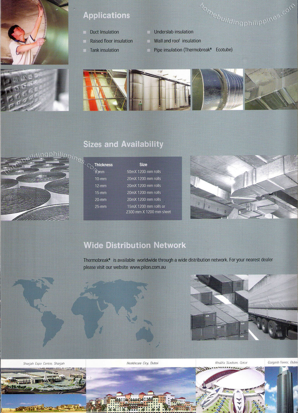 Thermobreak Thermal Insulation Applications Duct Raised Floor Tank Underslab Wall Roof Pipe Insulation Sizes Availability