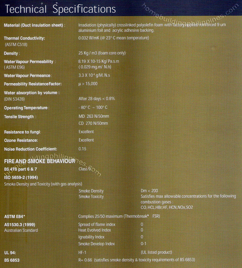 Thermobreak Thermal Insulation Physically Crosslinked Foam Insulation Technical Specifications